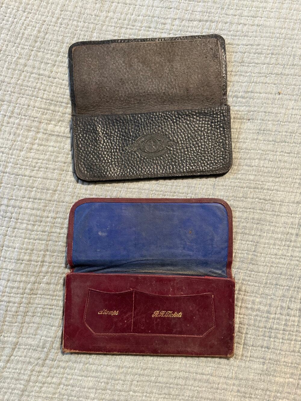 Antique Victorian-Era Leather Railroad Ticket Stamp Wallets Set of 2 VTG 1800’s